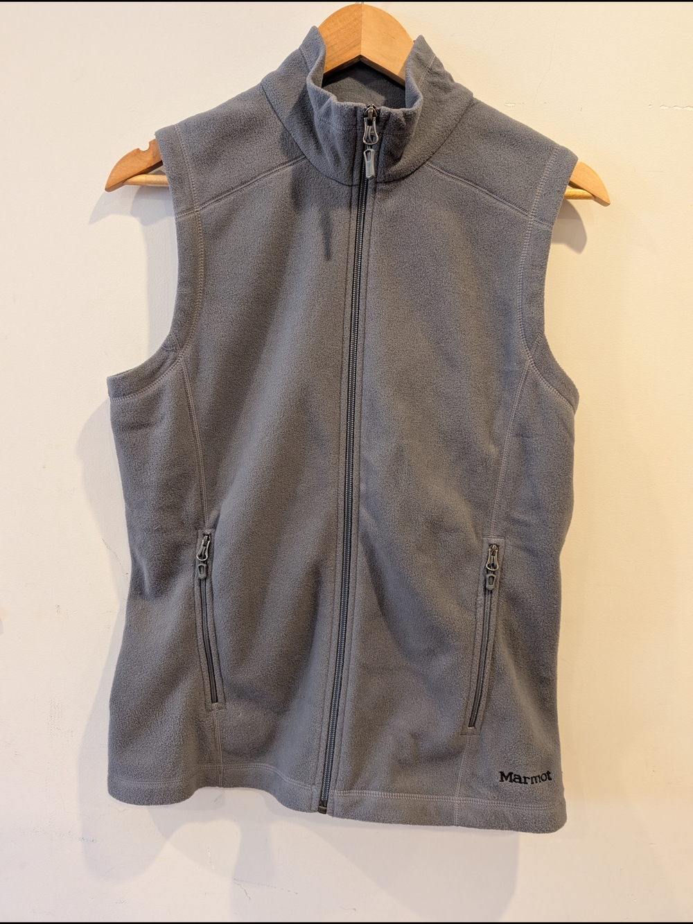 Marmot Slate Gray Fleece Vest Sz M Gorpcore Active Layer Hiking Outdoor